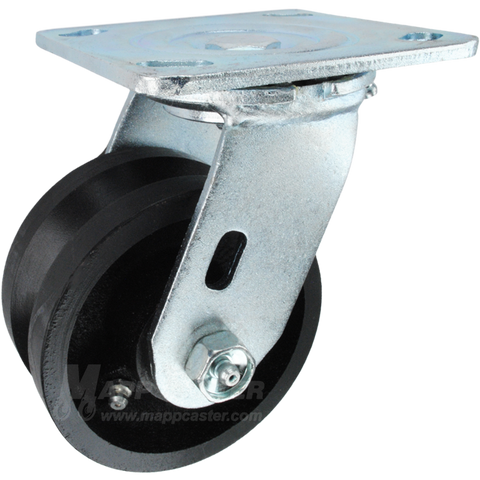 4" x 2" Cast lron V-Groove Wheel Swivel Caster - 600 Lbs  Capacity