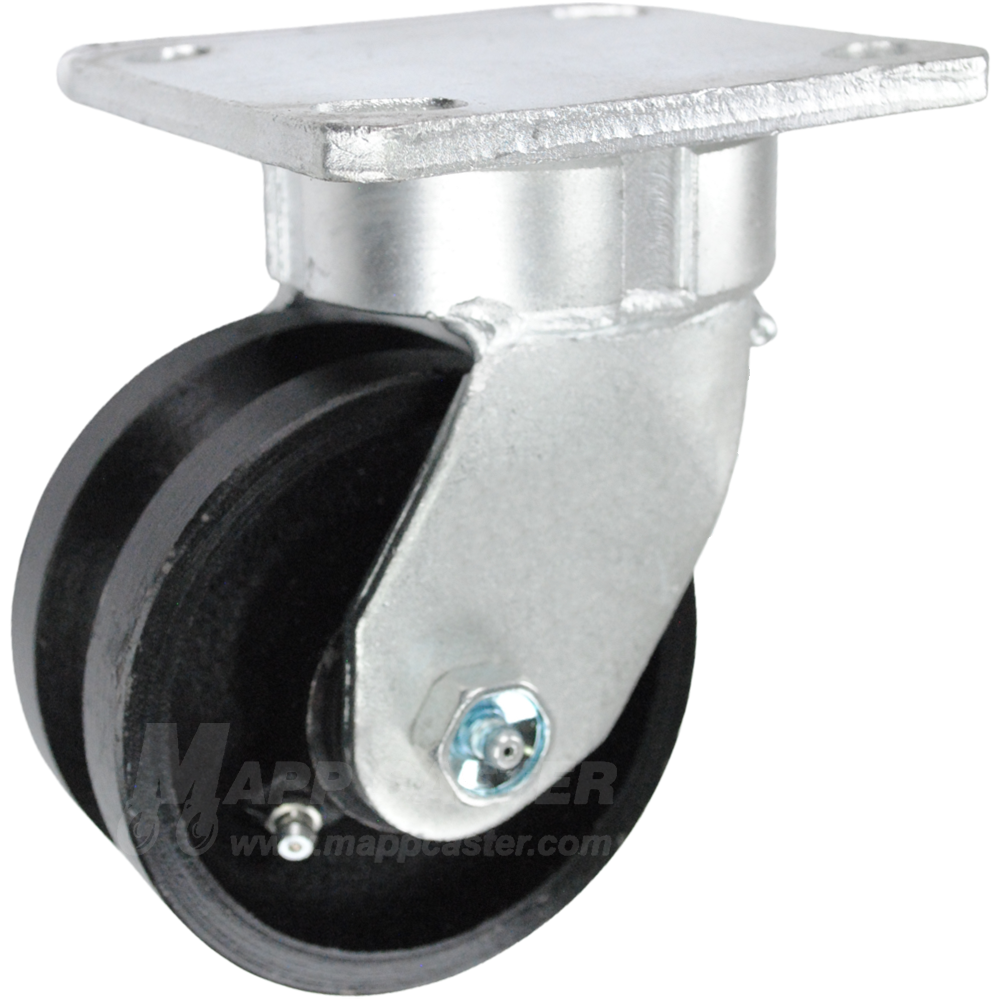 4" x 2" Cast lron V-Groove Wheel Kingpinless Swivel Caster - 600 Lbs  Capacity Heavy Duty