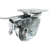 4" x 2" Forged Steel V-Groove Wheel Swivel Caster w/ Total Locking Brake - 1250 Lbs  Capacity Part # 146FVG420SBTL