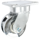 4 x 2 Silver Forged Steel V-Groove Wheel Kingpinless Swivel Caster - 2000 Lbs Capacity Heavy Duty