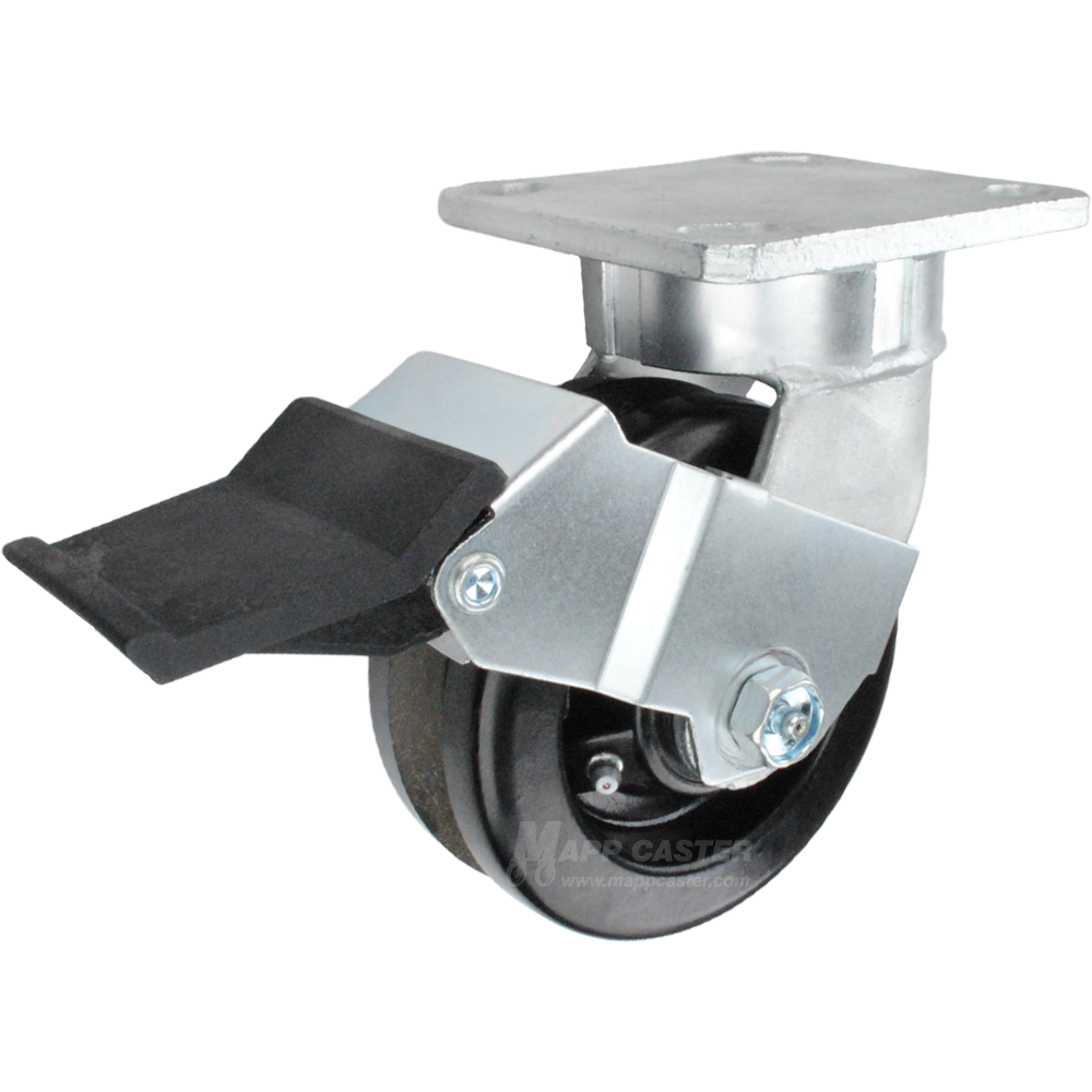 5" x 2" Phenolic V-Groove Wheel Kingpinless Swivel Caster with Face Contact Brake - 750 Lbs Capacity Part # P51052LPVFCB