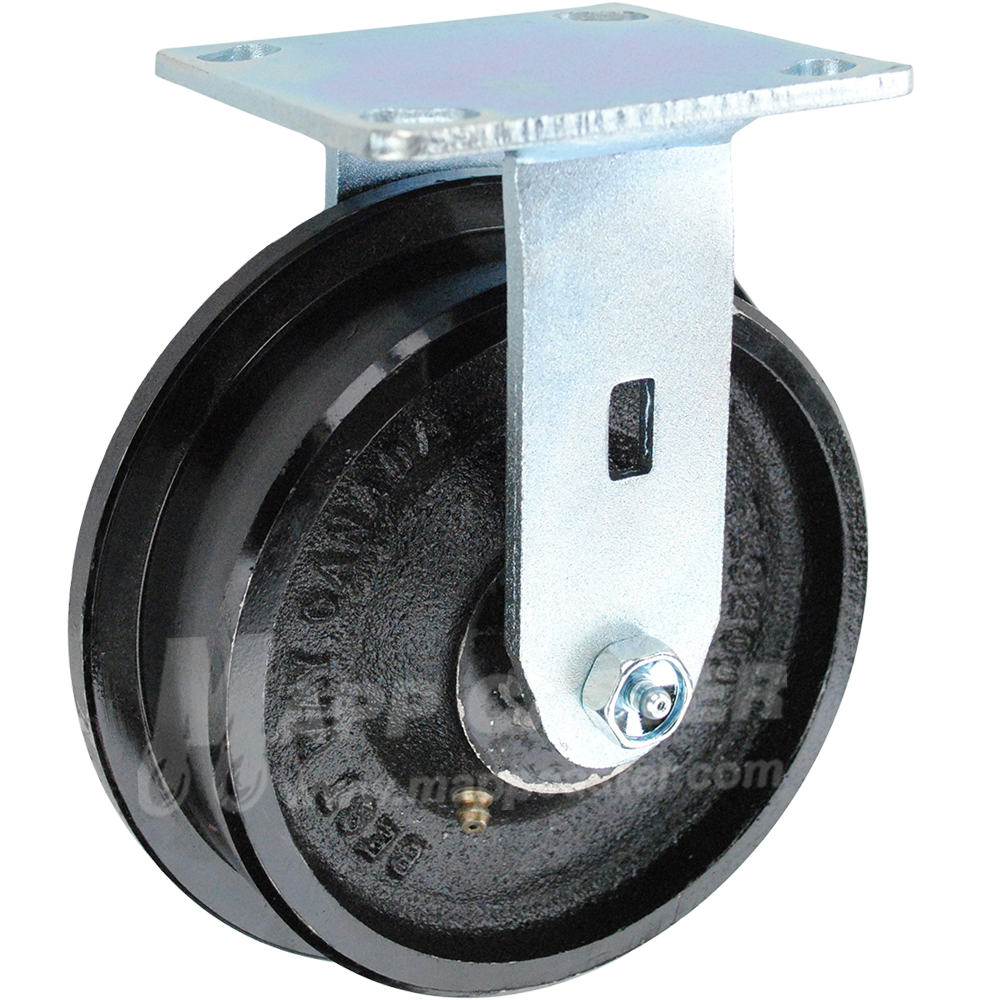 6-7/8" x 2" Ductile Steel Flanged Wheel Kingpinless Rigid Caster - 2,000 Lbs Capacity Heavy Duty
