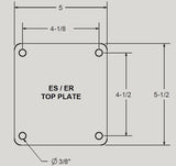 5" x 2" V-Groove Cast Iron Wheel Rigid Caster with 5" x 5-1/2" Top Plate - 900 Lbs Capacity