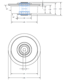 5" x 1-13/32" Flanged Nylon Wheel - Part # LFN5J604P Drawing