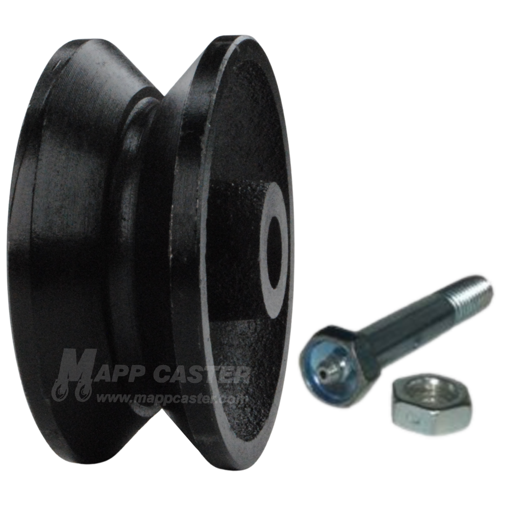 3" x 1-1/4" Interior Barn Door Cast Iron V-Groove Wheel Kit - 350 Lbs Capacity