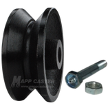 3" x 1-1/4" Interior Barn Door Cast Iron V-Groove Wheel Kit - 350 Lbs Capacity