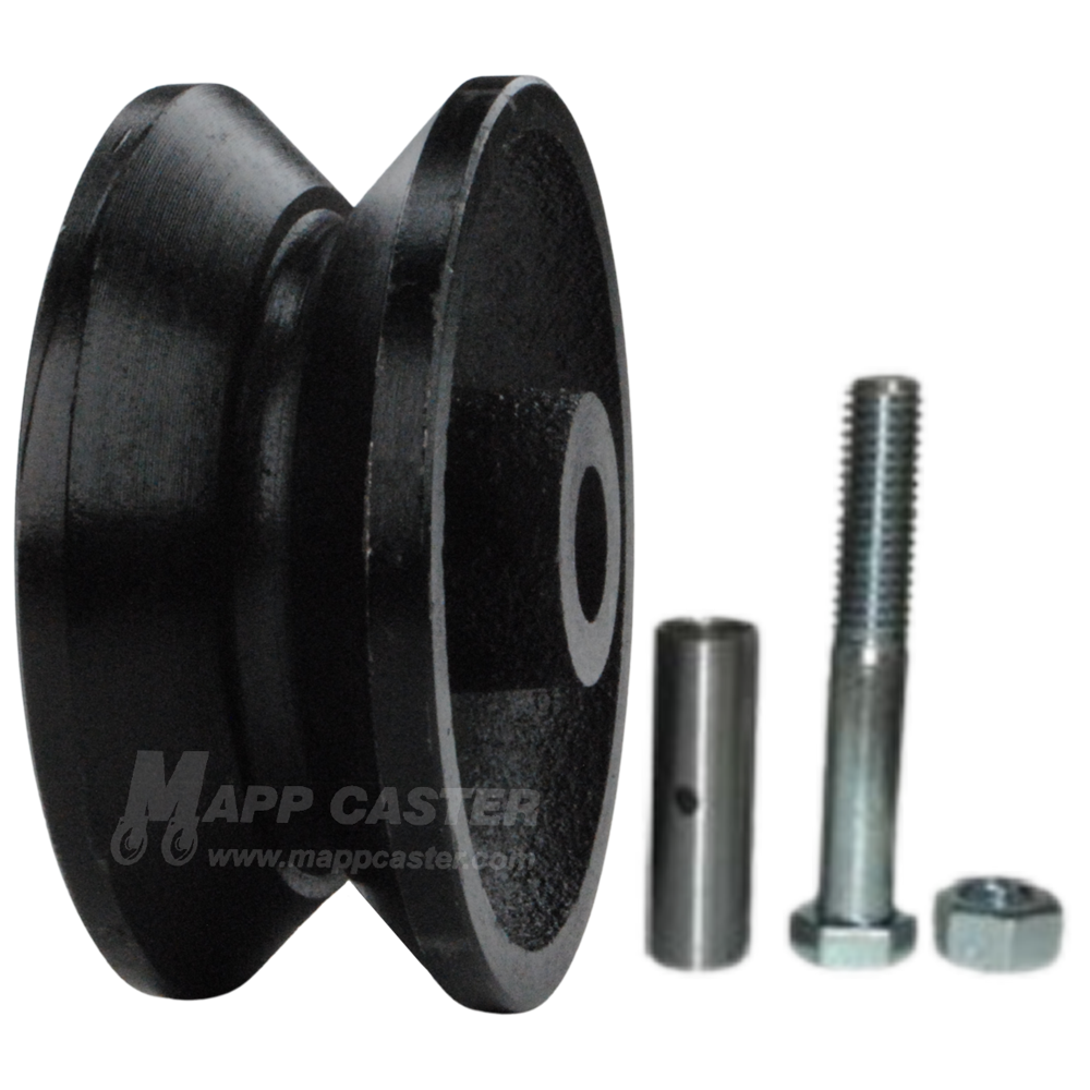 3" x 1-1/4" Interior Barn Door Cast Iron V-Groove Wheel Kit - 350 Lbs Capacity
