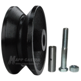 3" x 1-1/4" Interior Barn Door Cast Iron V-Groove Wheel Kit - 350 Lbs Capacity