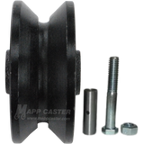 3" x 1-1/4" Interior Barn Door Cast Iron V-Groove Wheel Kit - 350 Lbs Capacity