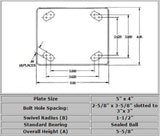6" x 2" Forged Steel Wheel - V-Groove Caster - 1,500 lb. Capacity - Plated - GroovedWheels.com - 2