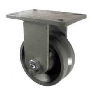 6" x 2-1/2" Metal Track Caster - Cast Iron Wheel - V-Groove Caster 2000 lb. Capacity - Rigid - GroovedWheels.com - 1