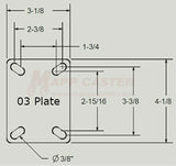 L22CS - Weld on Caster Top Plate 3-1/8" x 4-1/8" Unplated Drawing