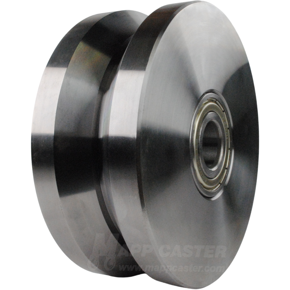 125mm x 50mm (4.92" x 1.96") Solid Steel V-Groove Wheel - 2,640 Lbs Capacity Part # EDSPK 125K