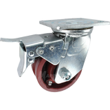 4" x 2" V-Groove Ductile Steel Wheel Swivel Caster with Total Locking Brake