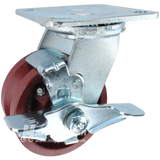 4" x 2" V-Groove Ductile Steel Wheel Swivel Brake Caster 