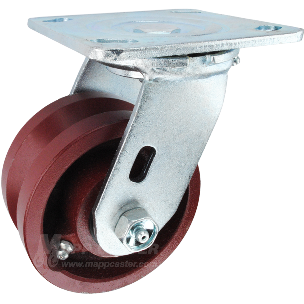4" x 2" V-Groove Ductile Steel Wheel Swivel Caster