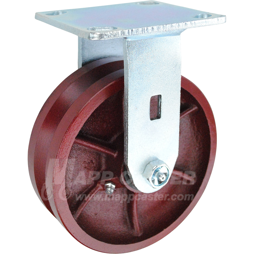 146DVRB620R 6" x 2" Ductile Steel V-Groove Wheel Rigid Caster - 1250 Lbs Capacity