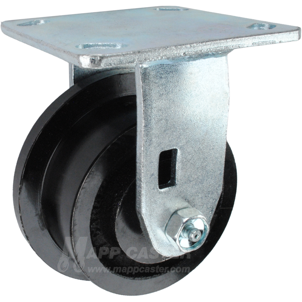 4" x 2" Flanged Ductile Steel Wheel Rigid Caster, 4" x 4-1/2" Top Plate - 1250 Lbs Capacity