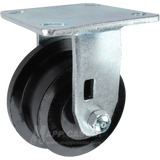 4" x 2" Flanged Ductile Steel Wheel Rigid Caster, 4" x 4-1/2" Top Plate - 1250 Lbs Capacity