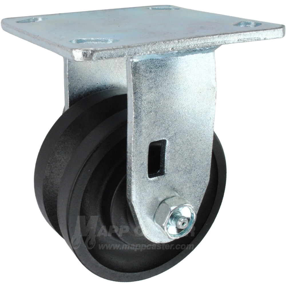 4" x 2" Nylon V-Groove Wheel Rigid Caster - 800 Lbs  Capacity