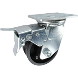 4" x 2" Cast lron V-Groove Wheel Swivel Caster with Total Locking Brake - 600 Lbs Capacity