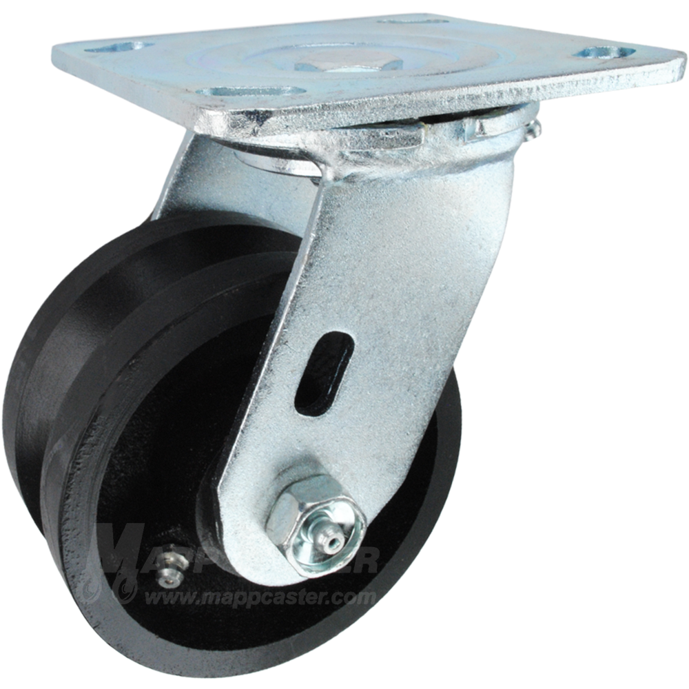 4" x 2" Cast lron V-Groove Wheel Swivel Caster - 600 Lbs  Capacity