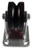 4" x 2" Cast lron V-Groove Wheel Rigid Caster - 600 Lbs  Capacity BOTTOM VIEW