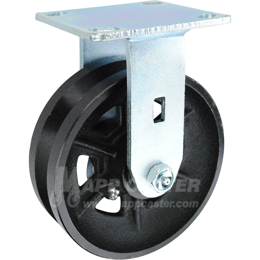 146VIRB620R 6" x 2" Cast Iron V-Groove Wheel Rigid Caster - 1000 Lbs Capacity