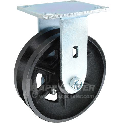 146VIRB620R 6" x 2" Cast Iron V-Groove Wheel Rigid Caster - 1000 Lbs Capacity