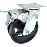 146VIRB620SBTL 6" x 2" Cast Iron V-Groove Wheel Swivel Caster with Total Lock Brake - 1000 Lbs Capacity