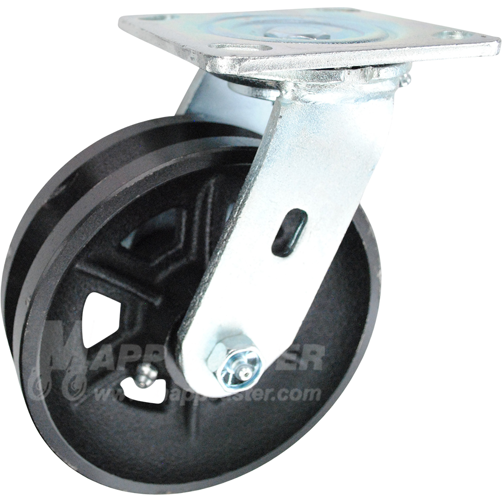 146VIRB620S 6" x 2" Cast Iron V-Groove Wheel Swivel Caster - 1000 Lbs Capacity