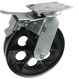 146VIRB820SBTL 8" x 2" Cast Iron V-Groove Wheel Swivel Caster w/ Total Lock Brake - 1000 lbs Capacity