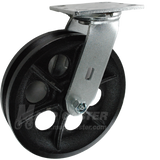 146VIRB820S 8" x 2" Cast Iron V-Groove Wheel Swivel Caster - 1000 Lbs Capacity
