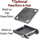 4" x 2" Cast lron V-Groove Wheel Kingpinless Rigid Brake Caster - 600 Lbs  Capacity