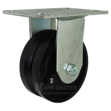5" x 2" V-Groove Cast Iron Wheel Rigid Caster with 6-1/4" x 4-1/2" Top Plate - 900 Lbs Capacity