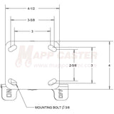 4" x 2" V-Groove Ductile Steel Wheel Rigid Brake Caster TOP  VIEW