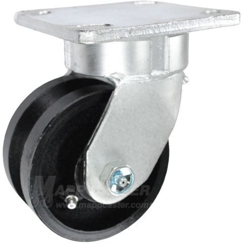 4" x 2" Cast lron V-Groove Wheel Kingpinless Swivel Caster - 600 Lbs  Capacity Heavy Duty