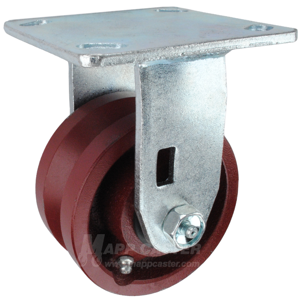 4" x 2" Ductile Steel V-Groove Wheel KPL Rigid Caster - 1500 Lbs Capacity SIDE VIEW 