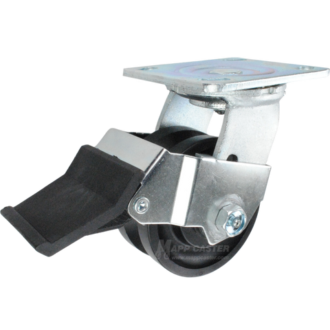 4" x 2" Nylon V-Groove Wheel Swivel Caster with Face Contact Brake - 800 Lbs Capacity Part # 146LMV420SFCB