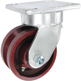 4" x 2" Red Ductile Steel V-Groove Wheel Kingpinless Swivel Caster - 1500 Lbs Capacity Heavy Duty