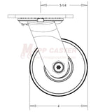 4" x 2" V-Groove Ductile Steel Wheel Swivel Caster side view