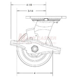 4" x 2" V-Groove Ductile Steel Wheel Swivel Brake Caster SIDE VIEW