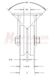 4" x 2" Forged Steel V-Groove Wheel Kingpinless Rigid Caster - 2000 Lbs Capacity