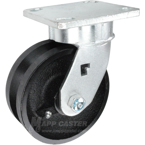 5" x 2" Cast Iron V-Groove Wheel Kingpinless Swivel Caster - 900 Lbs Capacity Heavy Duty