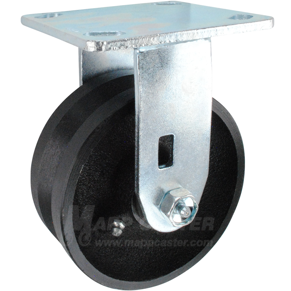 5" x 2" Cast Iron V-Groove Wheel Rigid Caster - 900 Lbs Capacity