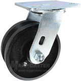 5" x 2" Cast Iron V-Groove Wheel Swivel Caster - 900 Lbs Capacity