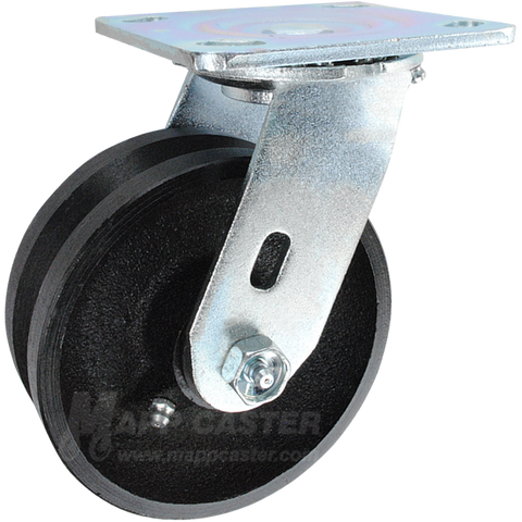 5" x 2" Cast Iron V-Groove Wheel Swivel Caster - 900 Lbs Capacity