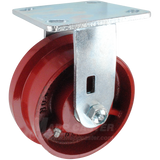 5" x 2" Flanged Cast Iron Wheel Kingpinless Rigid Caster - 1,500 Lbs Capacity Heavy Duty