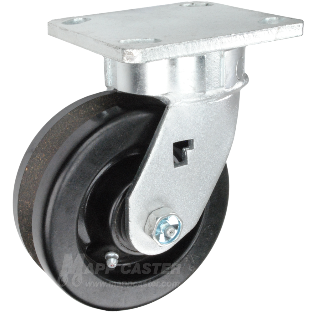 5" x 2" Phenolic V-Groove Wheel Kingpinless Swivel Caster - 750 Lbs Capacity Heavy Duty