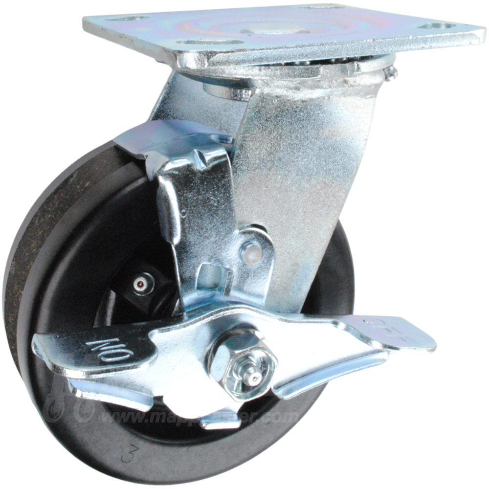 5" x 2" Phenolic V-Groove Wheel Swivel Brake Caster - 750 Lbs Capacity 146LPV520SB